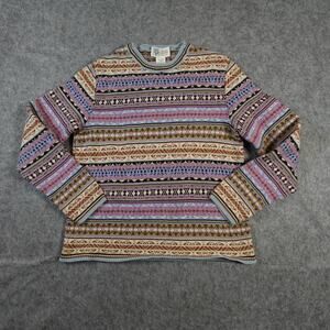 Cotton Country Parkhurst Sweater Womens Medium Fair Isle Nordic Chunky Striped